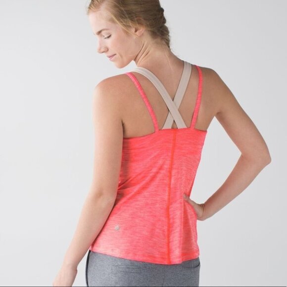 Lululemon Run For Gold Tank in Heather’s Electric Coral  & Naked Size 8 - Picture 1 of 10